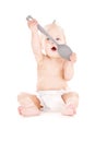 Baby boy with big spoon Royalty Free Stock Photo