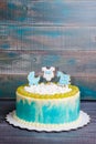 Baby boy birthday cake with gingerbread and grapes Royalty Free Stock Photo