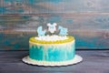 Baby boy birthday cake with gingerbread and grapes Royalty Free Stock Photo