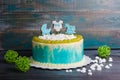 Baby boy birthday cake with gingerbread and grapes Royalty Free Stock Photo