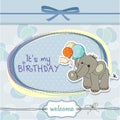 Baby boy birthday card with elephant Royalty Free Stock Photo