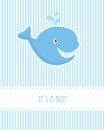 Baby boy birthday card with whale Royalty Free Stock Photo