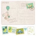 Baby Boy Birthday Postcard with set of stamps