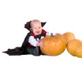 Baby boy in black halloween cloak with hat Royalty Free Stock Photo