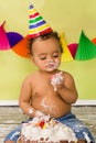 Baby boy during cake smash