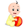 Baby boy cartoon holding colorful ball