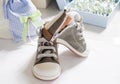 Baby boy christening shoes Royalty Free Stock Photo