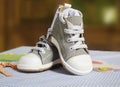 Baby boy christening shoes Royalty Free Stock Photo