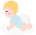 Baby boy with diaper crawling