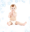 Baby boy in diaper with toothbrush Royalty Free Stock Photo