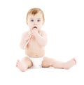 Baby boy in diaper with toothbrush Royalty Free Stock Photo