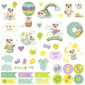 Baby Boy Dog Scrapbook Set. Decorative Elements Royalty Free Stock Photo