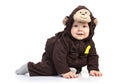 Baby boy dressed in monkey costume over white Royalty Free Stock Photo