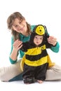 Baby boy dressed up like bee Royalty Free Stock Photo