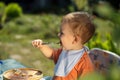 Baby boy eating Royalty Free Stock Photo