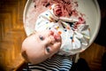 child eating, top view Royalty Free Stock Photo