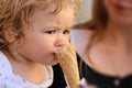 Baby boy eating ice cream Royalty Free Stock Photo