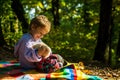 Baby boy embrace with teddy. Child concept. Embraces copncept. Every childhood matters. Carefree childhood and embrace. Royalty Free Stock Photo