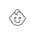 Baby boy face outline icon