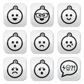 Baby boy faces, avatar buttons set Royalty Free Stock Photo