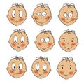 Baby boy faces collection on white background Royalty Free Stock Photo