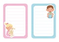 Baby Boy and Girl Empty Card with Kid Play Toy Vector Template