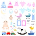 Baby Boy and Girl Icon Set in Pinks and Blues Royalty Free Stock Photo