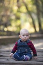 Baby boy on a glowing Autumn day portrait Royalty Free Stock Photo