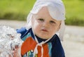 Baby Boy with Good Sun Protection on the Beach in Mexico Royalty Free Stock Photo