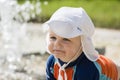 Baby Boy with Good Sun Protection on the Beach in Mexico Royalty Free Stock Photo