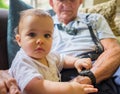 Baby boy with great grandfather Royalty Free Stock Photo