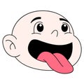 Baby boy head emoticon mocking sticking out tongue Royalty Free Stock Photo