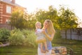 Baby boy with his mum outdoors Royalty Free Stock Photo