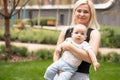 baby boy with his mum in the park Royalty Free Stock Photo