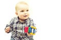 Baby boy holding toy car Royalty Free Stock Photo