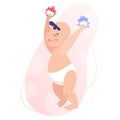 Baby boy isolated vector illustration. Beautiful baby in diaper