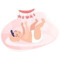 Baby boy isolated vector illustration. Beautiful baby in diaper