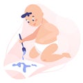 Baby boy isolated vector illustration. Beautiful baby in diaper