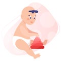 Baby boy isolated vector illustration. Beautiful baby in diaper