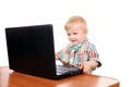 Baby Boy with Laptop Royalty Free Stock Photo