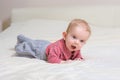 Baby boy lying on belly Royalty Free Stock Photo