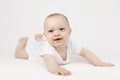 Baby boy lying down on his belly. Royalty Free Stock Photo