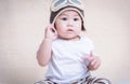 Baby boy Newborn pilot aviator Royalty Free Stock Photo