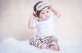 Baby boy Newborn pilot aviator Royalty Free Stock Photo