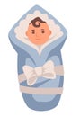 Baby boy or newborn wrapped in blanket, human lifetime stage
