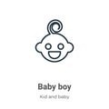 Baby boy outline vector icon. Thin line black baby boy icon, flat vector simple element illustration from editable kid and baby Royalty Free Stock Photo