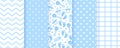 Baby boy pastel patterns. Blue seamless backgrounds. Vector illustration Royalty Free Stock Photo