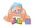 Baby Boy Playing with Alphabet Blocks Royalty Free Stock Photo