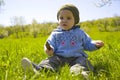 Baby boy playing on grass Royalty Free Stock Photo