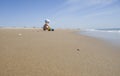 Baby boy playing with his truck at the beach Royalty Free Stock Photo